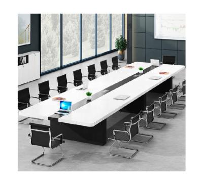 China PANEL customization modern rectangular lacquer wood white conference table for sale