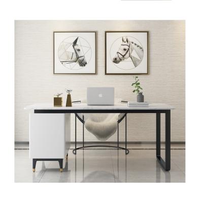 China Modern Furniture Commercial White Marble Table Home Study Computer Desk for sale