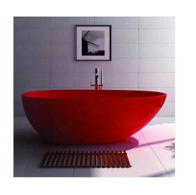 China Modern Red Club House Hotel Living Room Artificial Stone Freestanding Bathtub for sale