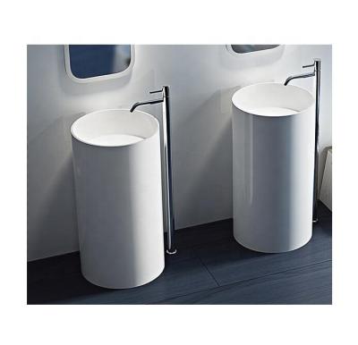 China Solid Desgin Beautiful Modern White Bathroom Vanities Outdoor Free Standing Basin for sale