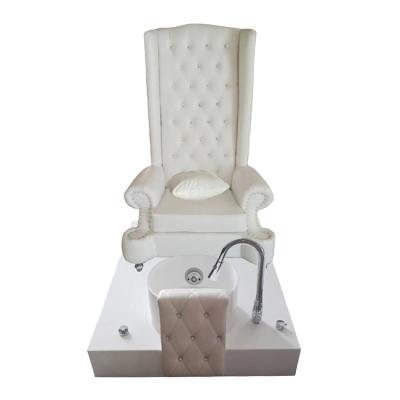 China Bomacy Easy Clean Modern Comfortable Furniture Used White Throne Pedicure Chair With Base And Tub for sale