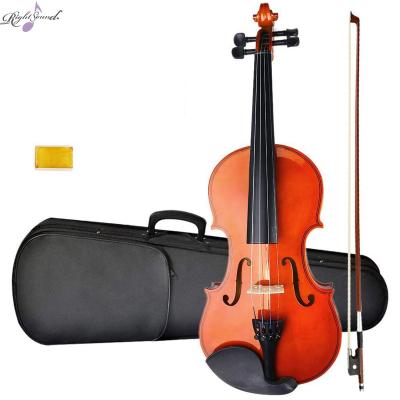 China Elegant Design 1/2 Plywood Basswood 1/4 Violin Set Violin Starter Kit 3/4 Violin Set Natural Varnish Violin For Kids Beginners Students for sale