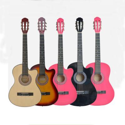 China Wholesale Basswood 38 inch student acoustic guitar colorful cutway china for sale