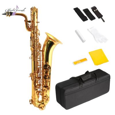 China Gold Lacquer OEM / ODM Baritone Saxophone Low A To High F# Lacquered Brass With Hand Engraved Bell for sale