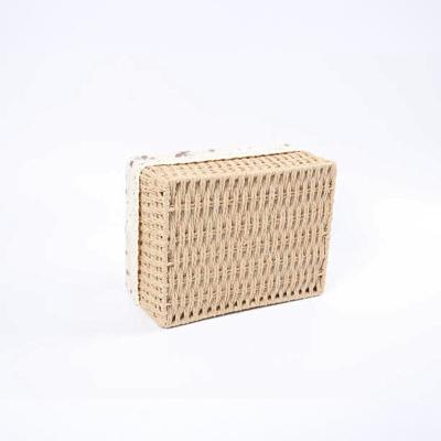 China Desktop Laundry Basket Folding Handwoven Paper Basket Rope Decoration Storage Box Storage Basket Rope Storage Basket for sale