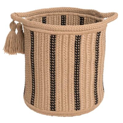 China High Quality Woven Basket Folding Storage Bohemian Style Round Rope Cloth Storage Basket Wholesale for sale