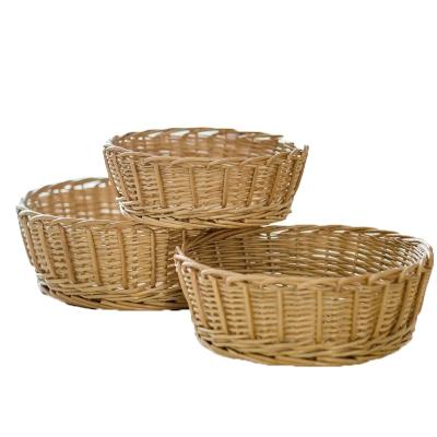 China Wicker Fruit Basket Kitchen Basket Folding Wicker Tray Around Wicker Tray for sale