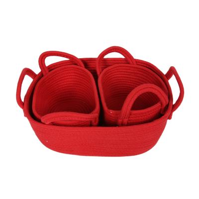 China Wholesale Eco-Friendly Handmade Home Decor Large Cotton Storage Folding Knitting Basket for sale