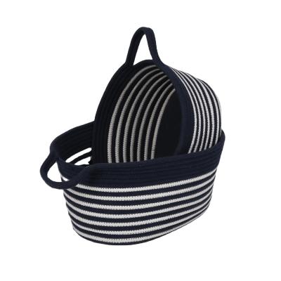 China Nordic Cotton Woven Rope Folding Storage Basket For Snacks And Sundries for sale