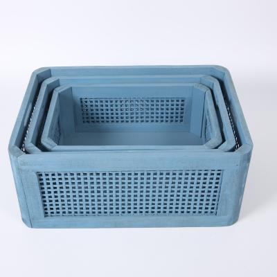 China Wholesale Natural Rectangular Woven Bamboo Folding Baskets Storage A Set Of 3 for sale