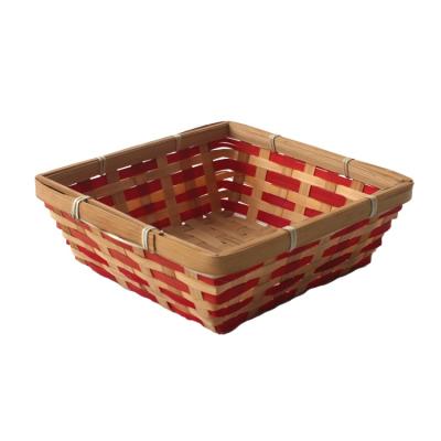 China Folding Bamboo Basket Woven Handmade Square Basket For Home for sale