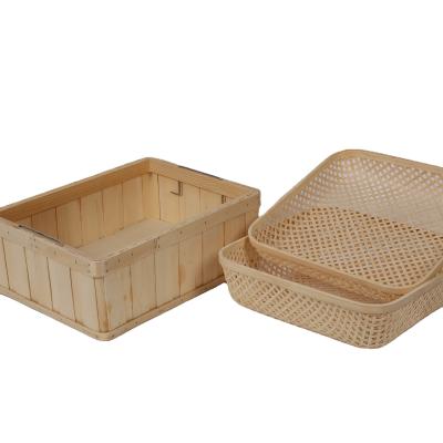 China High Quality Small Wooden Baskets Storage Folding Wooden Basket for sale