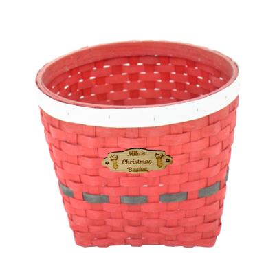 China Christmas Festival Woven Wooden Gift Basket Folding Holiday Christmas Gift Empty Basket for sale