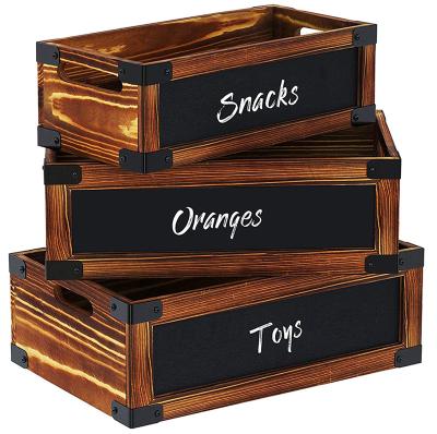 China Hot Selling High Quality Wooden Box Storage Folding Basket Rectangular Wooden Fruit Baskets Set With Handle for sale