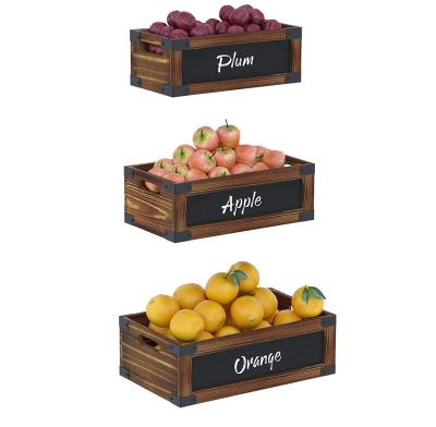 China Hot Selling High Quality Wooden Box Storage Folding Basket Rectangular Wooden Fruit Baskets Set With Handle for sale