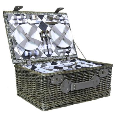 China Wholesale Cheap Handwoven Wicker Folding Wine Gift Picnic Basket for sale