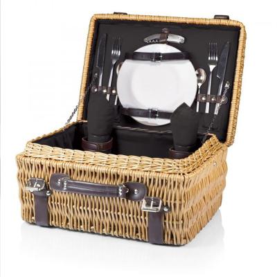 China Hot Selling Custom Natural Woven Wicker Folding Storage Picnic Basket Set For 2 for sale