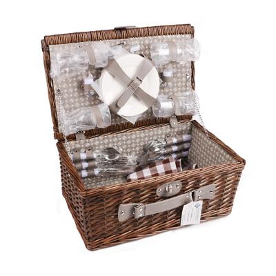 China Folding Set Wicker Basket With Lid For Picnic Picnic Hamper Insulated Cesto Picnic for sale