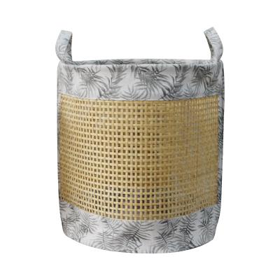 China New Arrival Folding Bamboo Woven Basket Laundry Storage Basket for sale