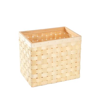 China Folding Household Hand Storage Plastic Basket Natural Wooden Laundry Hamper Basket With Wood Handle for sale