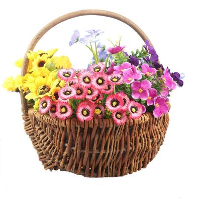 China Decorative Wicker Woven Flower Eco - Friendly Handmade Hanging Gardening Basket for sale