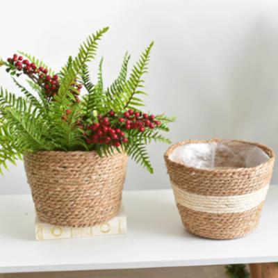 China Eco-friendly Wholesale Handmade Rattan Flower Plant Bamboo Weaving Basket Basket Decoration for sale