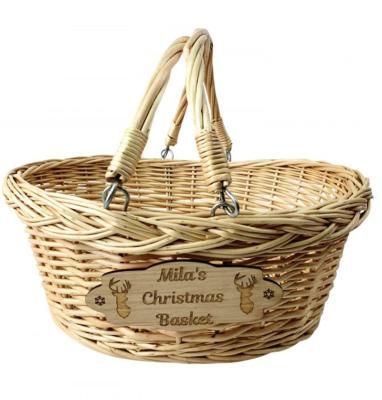 China Folding Kids Empty Wicker Gift Basket Christmas Storage Woven Basket for sale