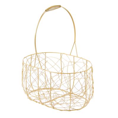 China Rose Gold Metal Plating Iron Metal Locker Storage Stocked Basket - Shopping Storage Basket for sale