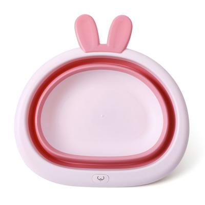 China Sustainable Household Silicone Plastic Portable Folding Baby Washbasin Eco-Friendly Basin for sale