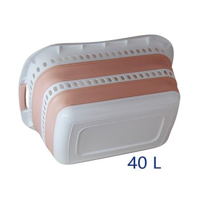 China Large capacity 40 L folding upplastic folding laundry hamper laundry basket organizer plastic basket large capacity pop for sale