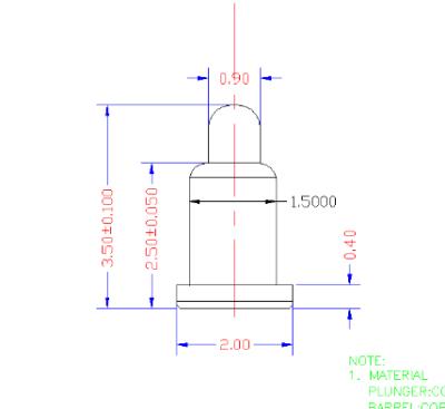 China PCB 3.5mm Gold Plating Brass Pogo Pin for sale