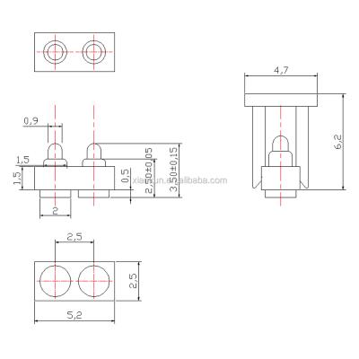 China Hot Selling 2.5mm PCB Pin Pitch 2 Pin Male Pogo Connector for sale