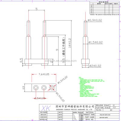 China PCB the center distance of 2.5mm 3 terminal pogo pin solder spring type customized for sale