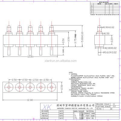 China PCB Pin Pitch 2.5 mm 5pin POGO Pin Connector Plug-in Type for sale