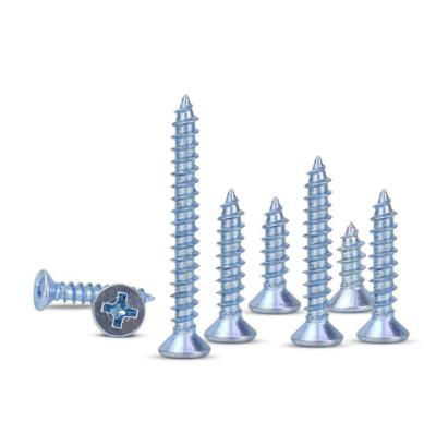 China Blue zinc hardened cross flat head m4-m6 self tapping carbon steel KA/FA screw head self tapping screws for sale