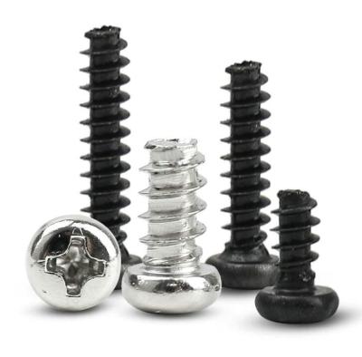 China Carbon steel PB round head screw self-tapping small nickel-black zinc micro tail screw. for sale