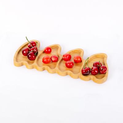 China Simple OEM Custom 4 Hearts Shape Natural Bamboo Serving Tray For Food for sale