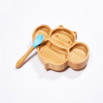 China Contemporary Bamboo Children's Dish Children's Dessert Dish Baby Tableware Baby Tray Cartoon Cutlery Set Children Platter for sale