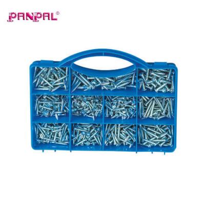 China BSCI Approved Factory Hot Sale PP Box Assorted Popular Size 545PCS Self Tapping Steel Screw And Wood Steel Screw Assortment Mixed for sale