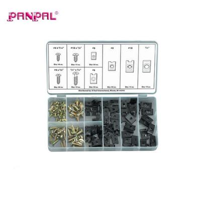 China China Manufacture PP Box Assorted 170PCS Slotted Screw With Popular U-clip Size Mixed for sale