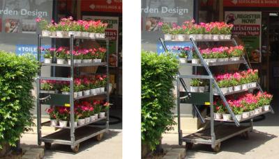 China Plant trolley cart Greenhouse Warehouse Flower Cart Hot Sales Display Danish Flower Trolley for sale