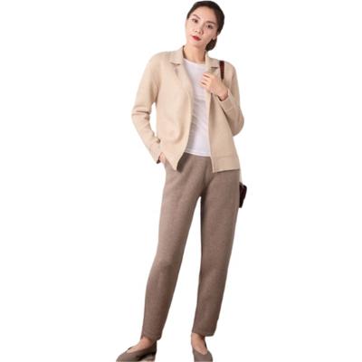 China Recommended windproof fashion thick jacquard stylish slim pattern knitted 100% pure fine cashmere ankle-length pants for women for sale