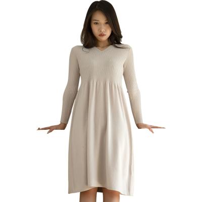 China 2020 Latest Product Reasonable Price Ladies V-Neck Cashmere Dress Breathable Delicate Women for sale