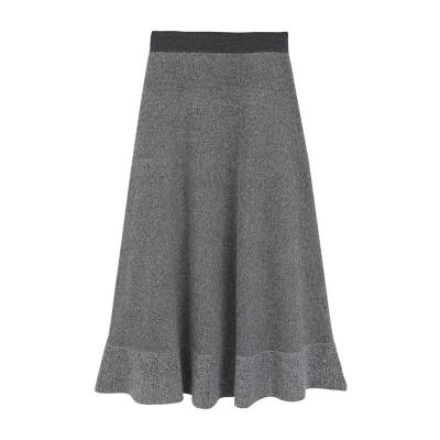 China 2021long simple dyed anti-static pleated vintage long cashmere mermaid knitting skirt for women for sale