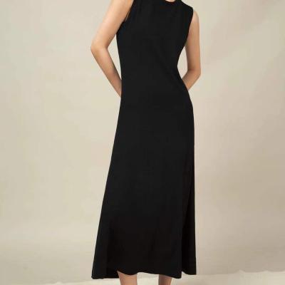 China 30% boutique custom high quality Anti-wrinkle summer Mongolian women's sweaters black dress girls sleeveless cashmere long for sale