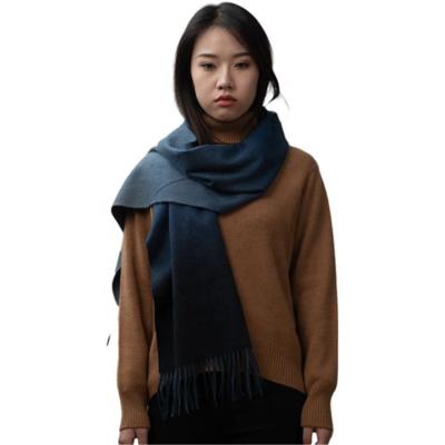 China Keep Hot Hot Sale OEM 100%Cashmere Thicken Casual Dark Bluw Cashmere Scarf For Women With Low Price for sale