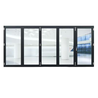 China Folding Screen Bi Fold Door Outdoor Aluminum Frame Patio Aluminum Frame Folding Glass Door Style for sale