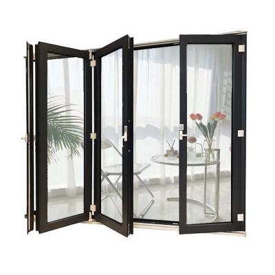 China Large Modern Commercial Aluminum Insulation Glass Door Bi Fold Hotel Triple Fold Doors for sale