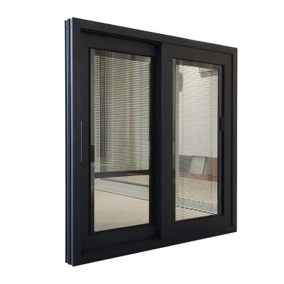 China Aluminum Folding Screen Sliding Window Double Glazed Windows With Inserted Blinds for sale