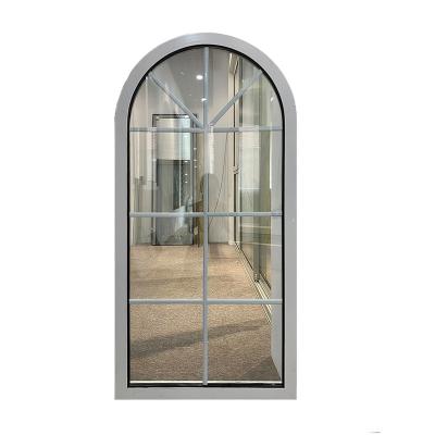 China Fixed Roof Used Customized Aluminum Clear Glass Arch Fixed Windows With Lace Bar for sale